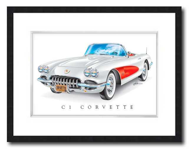 C1 Corvette Art Prints-Framed - Image 3