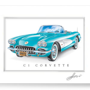 C1 Corvette Art Print-Matted