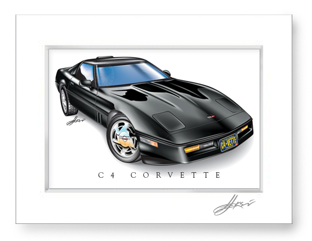 C4 Corvette Art Print-Matted - Image 2