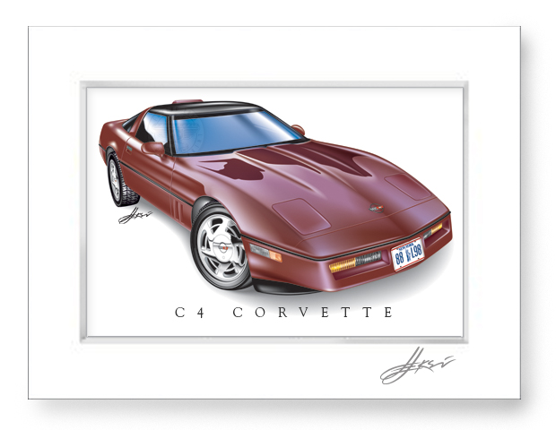 C4 Corvette Art Print-Matted - Image 3