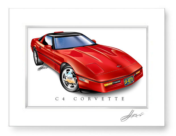 C4 Corvette Art Print-Matted