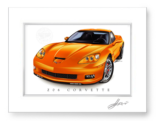 Z06 Corvette Art Print-Matted - Image 2
